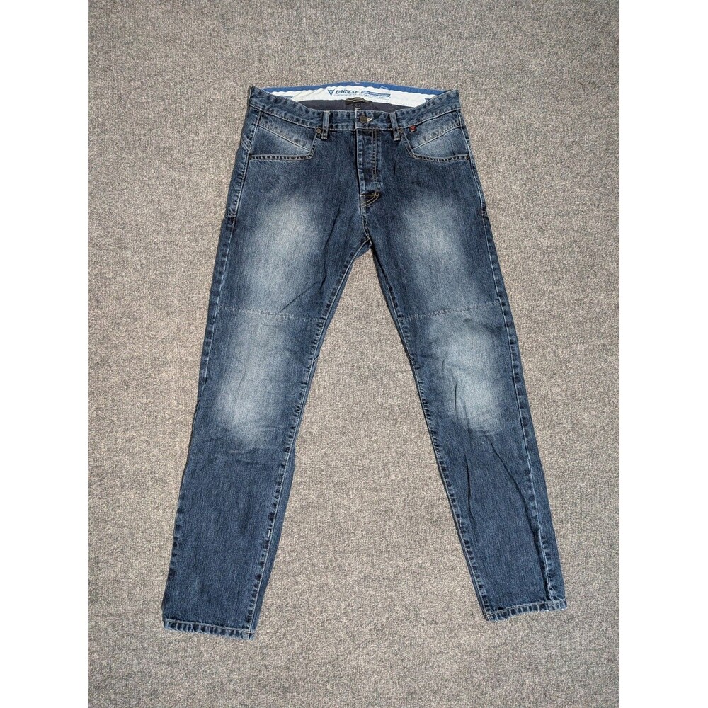 Dainese Motorcycle Riding Jeans Mens 32 (33x32) Knee Pads Button Fly Blue